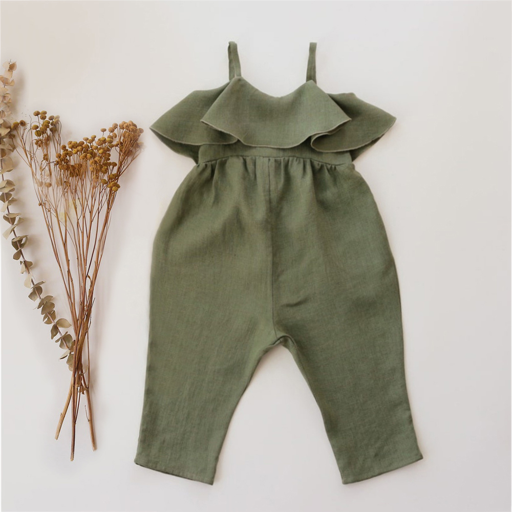 Baby Summer Linen Sleeveless Jumpsuit - 0〜3歳の女の赤ちゃんのための夏のジャンプスーツ,女の赤ちゃんのためのロンパース,綿とリネン,1ピース