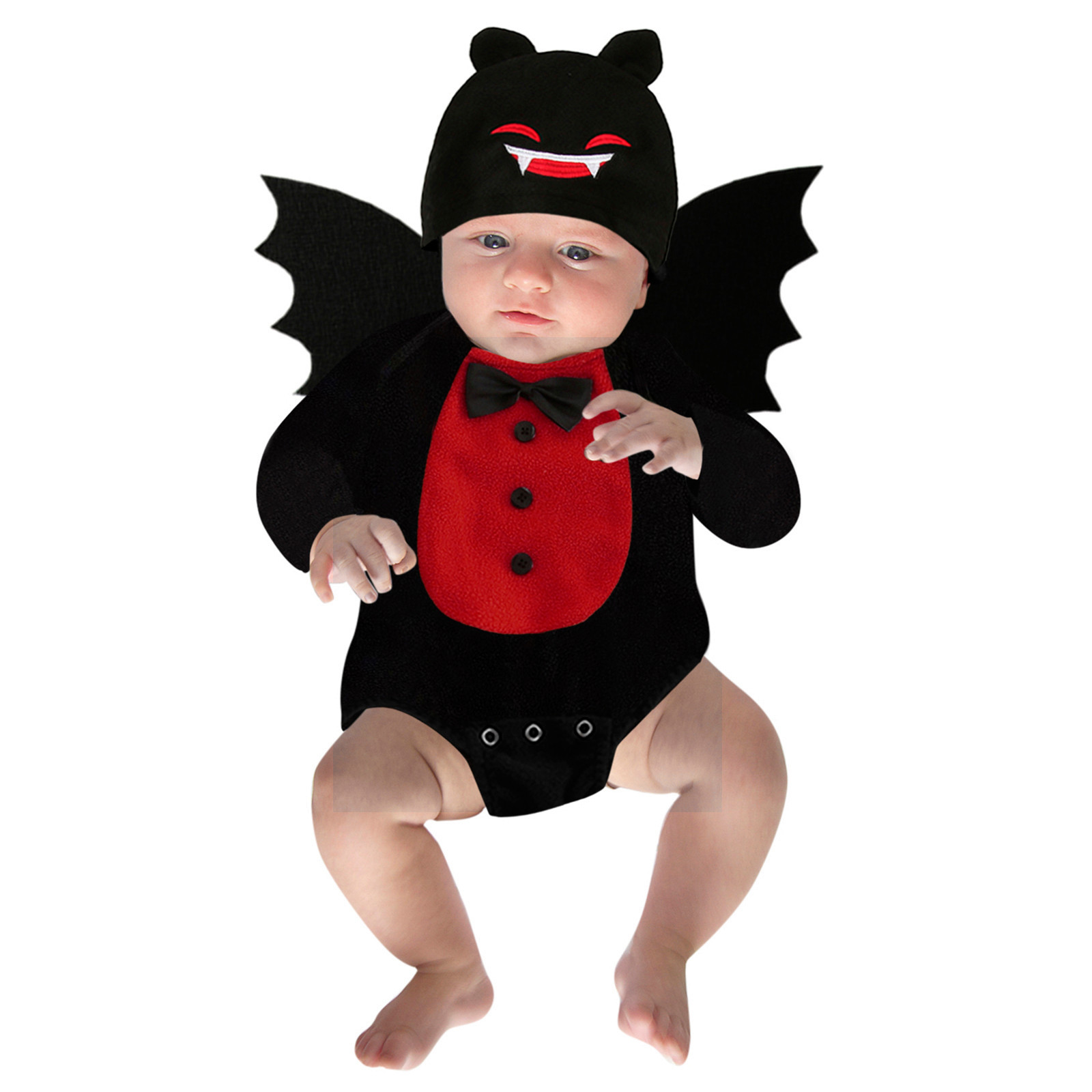 Baby Clothes - Umorden-男の子と女の子のためのハロウィーンのバットコスチュームセット、ロンパースボディスーツ、吸血鬼のコスチューム、フリースの翼、悪魔、3個