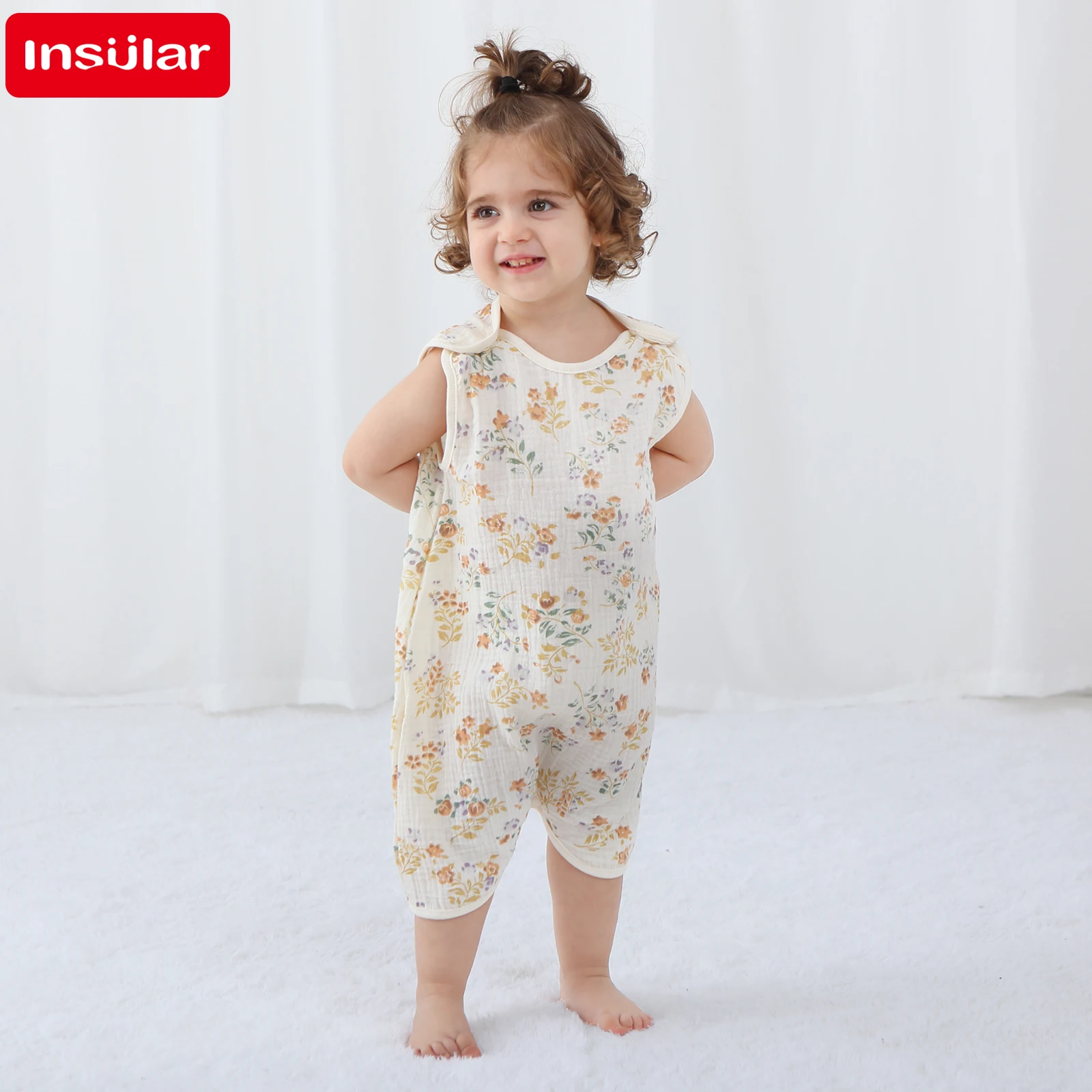 Newborn Baby Girl Romper Floral - INSULAR 新生児女の子ボディスーツソフト漫画ロンパースジャンプスーツ春夏パジャマ寝袋服 0-9 ヶ月