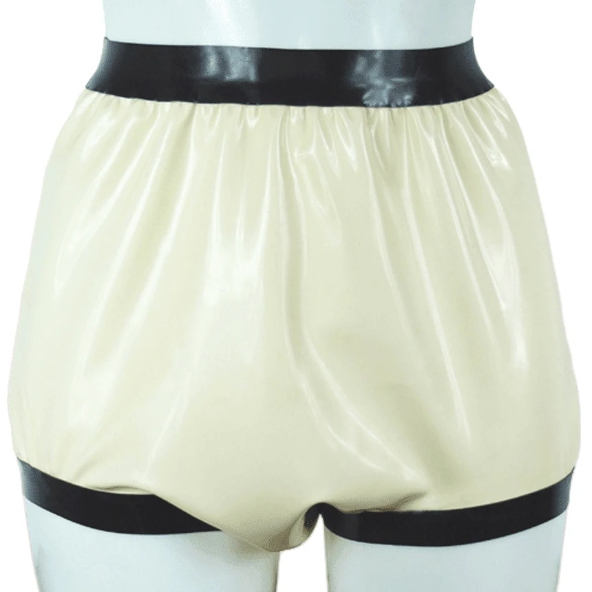 Diapering - 透明で黒のセクシーなラテックスおむつショーツゴムボーイショーツパンツ下着パンツブリーフコスプレ