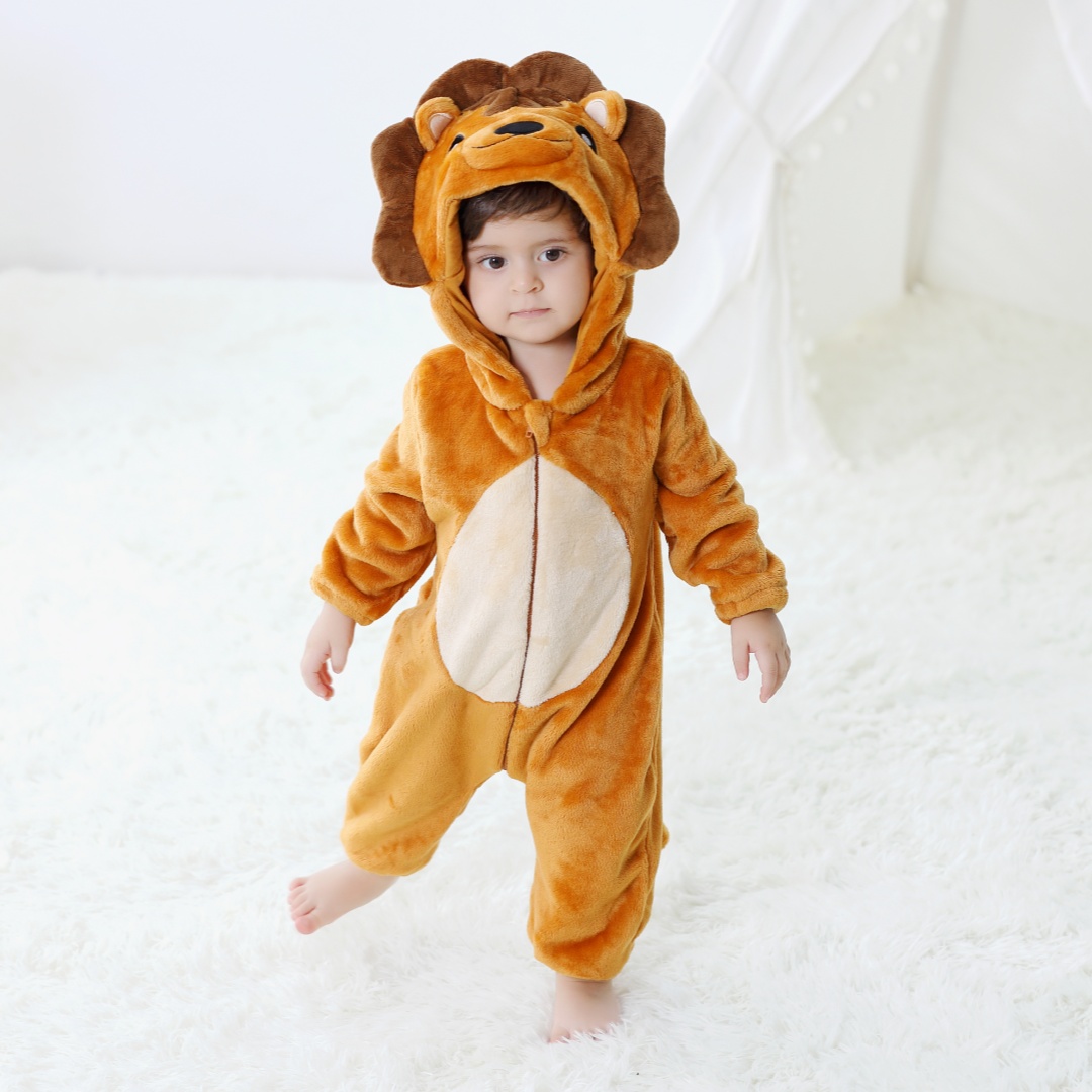 新生児かわいいライオン動物漫画ロンパース服女の子パジャマ長袖 - Cotton Baby Onesies Zipper のレビューと価格