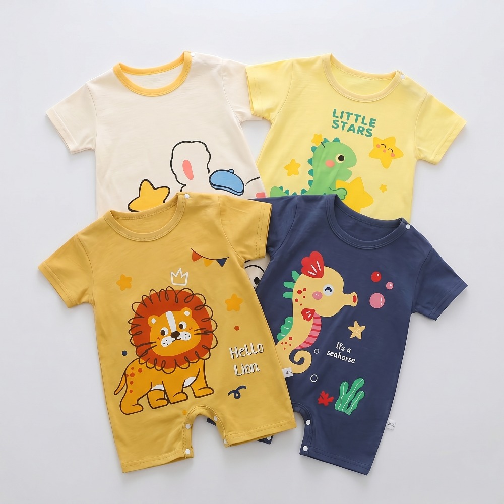 夏プリント新生児綿リネンボディスーツ男の子と女の子ノースリー - Baby Summer Linen Sleeveless Jumpsuit のレビューと価格