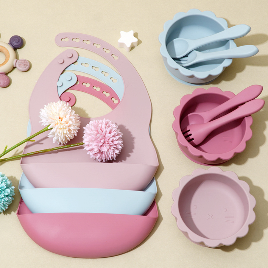 赤ちゃん用シリコン食器セット,スプーン,フォーク,防水,よだ - Waterproof Baby Bibs Silicone のレビューと価格