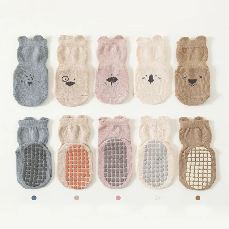 3/5 ペア ベビー愛らしい動物柄ノンスリップフロアソックス - Unisex Baby Socks Non Slip のレビューと価格