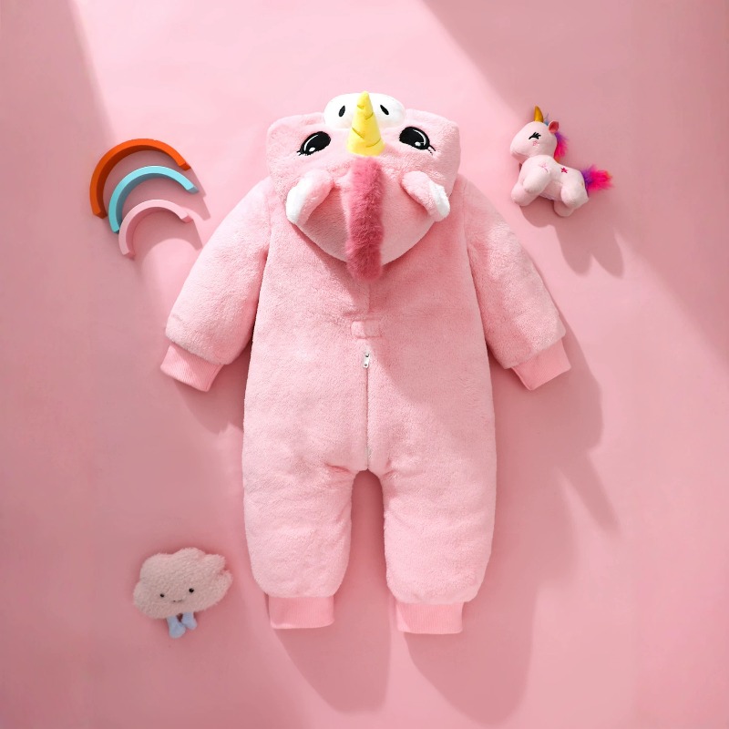 新生児用ピンクユニコーンロンパース、ジッパー付きフード付きボ - Cotton Baby Onesies Zipper のレビューと価格
