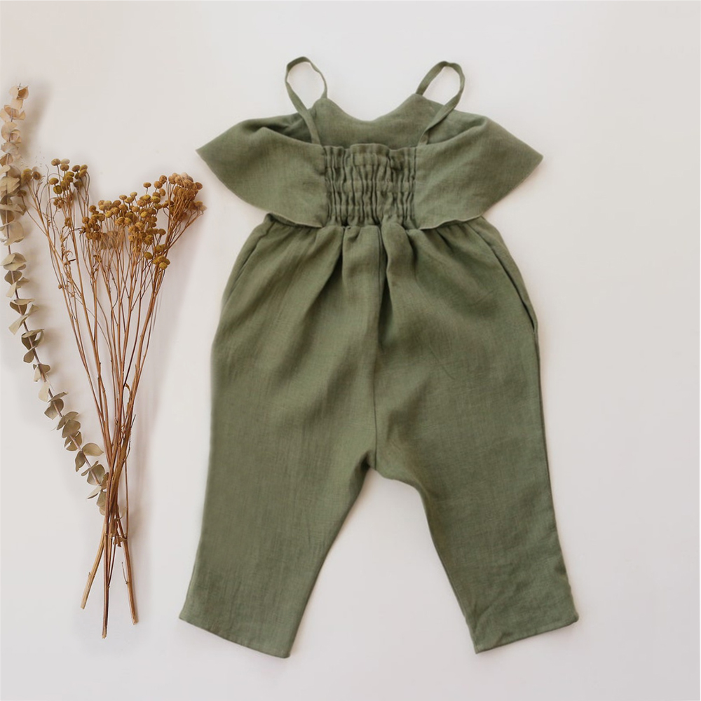 0〜3歳の女の赤ちゃんのための夏のジャンプスーツ,女の赤ちゃ - Baby Summer Linen Sleeveless Jumpsuit のレビューと価格