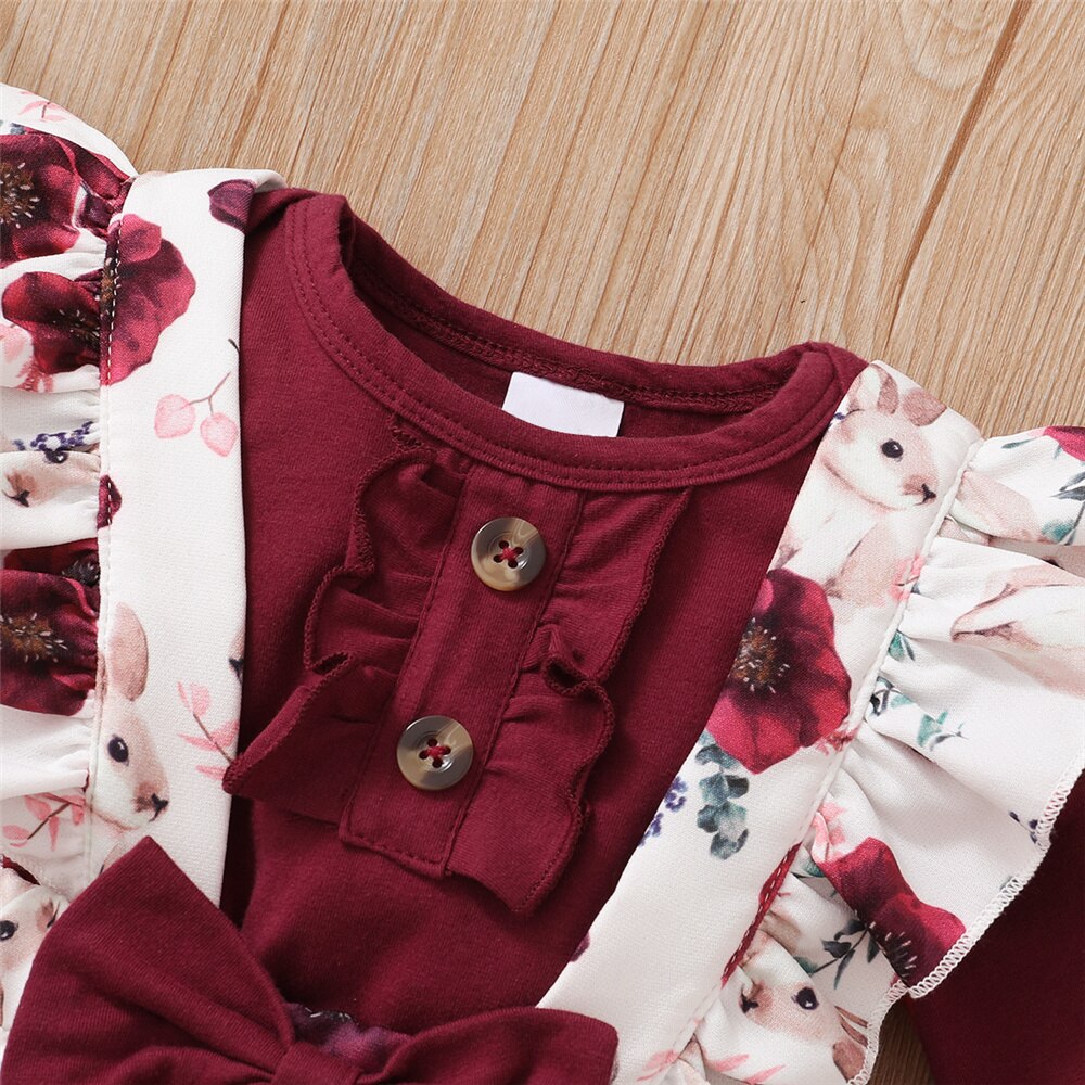 0-24ヶ月生まれたばかりの女の赤ちゃん3個服セット長袖ロン - Newborn Baby Girl Romper Floral のレビューと価格