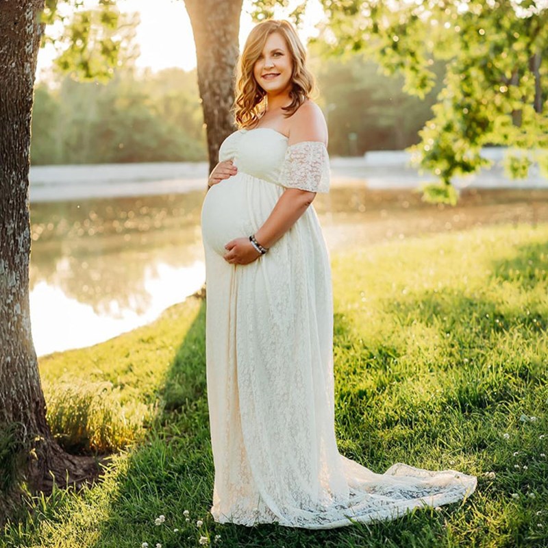 妊娠中の女性のためのマタニティドレス,裸の肩,フリルスリーブ - Maternity Wear のレビューと価格
