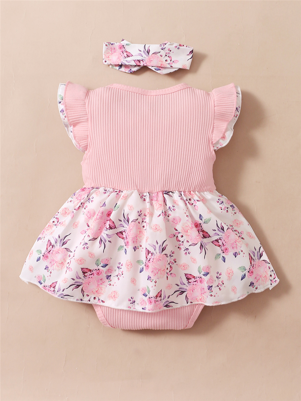 0〜18ヶ月の赤ちゃんのための2ピースの花柄ロンパース,袖付 - Newborn Baby Girl Romper Floral のレビューと価格