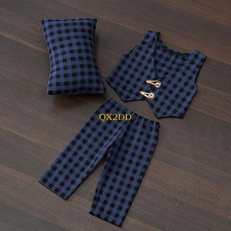 QX2D チェック枕パンツ & ベストセットベビー写真撮影小 - Infant Photography Props Outfit のレビューと価格