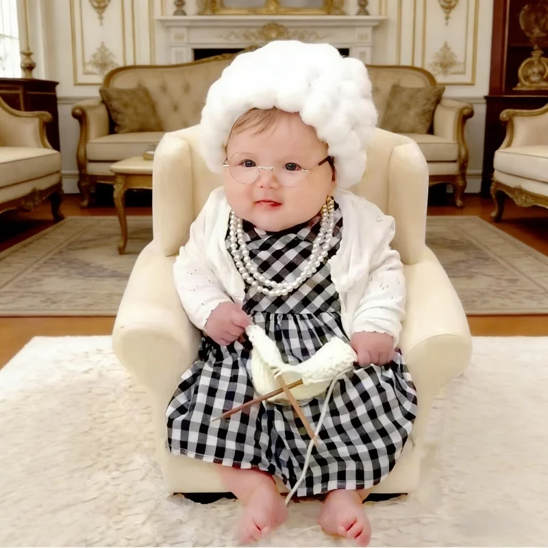 新生児写真撮影小道具女の赤ちゃんおばあちゃん衣装男の子おじい - Infant Photography Props Outfit のレビューと価格