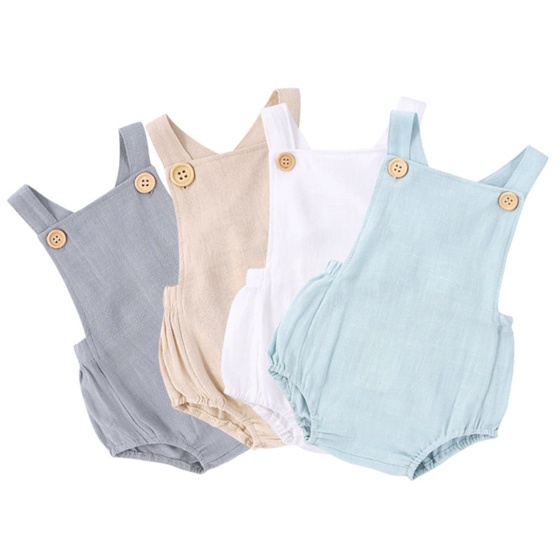 2025年夏 新生児 男の子 女の子 ロンパース ジャンプス - Baby Summer Linen Sleeveless Jumpsuit のレビューと価格