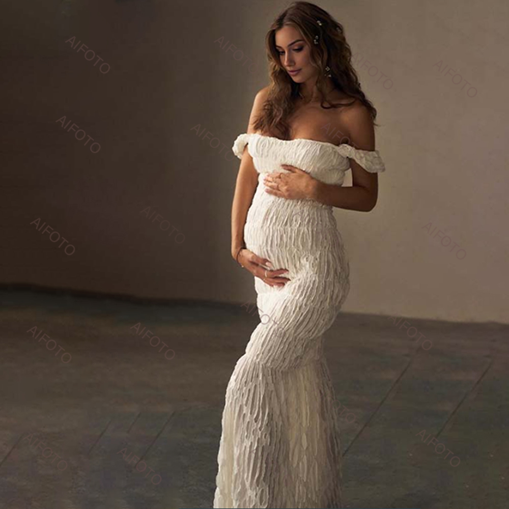 マタニティドレス写真スタジオ妊娠ドレスエレガントなプリーツマ - Maternity Wear のレビューと価格