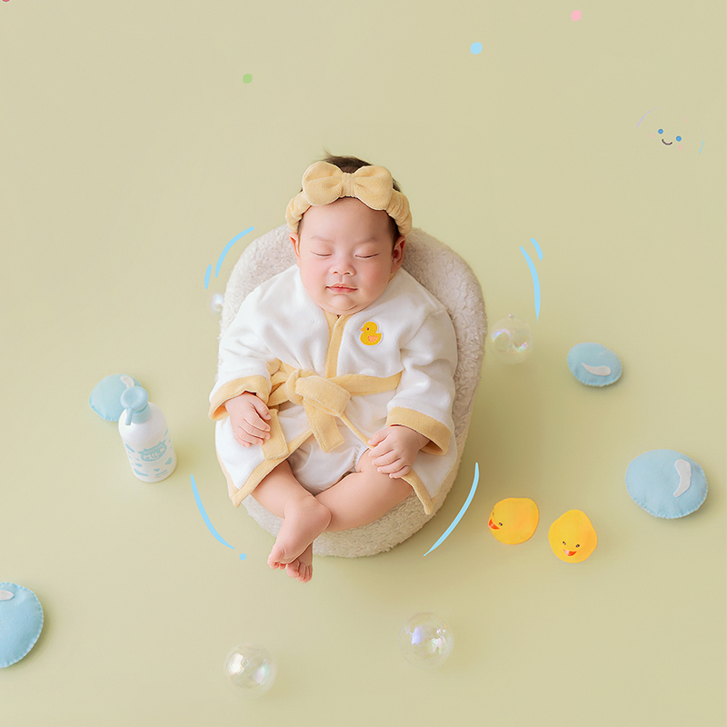 バブルバス浴槽をテーマにした新生児写真撮影用小道具、黄色いヘ - Infant Photography Props Outfit のレビューと価格
