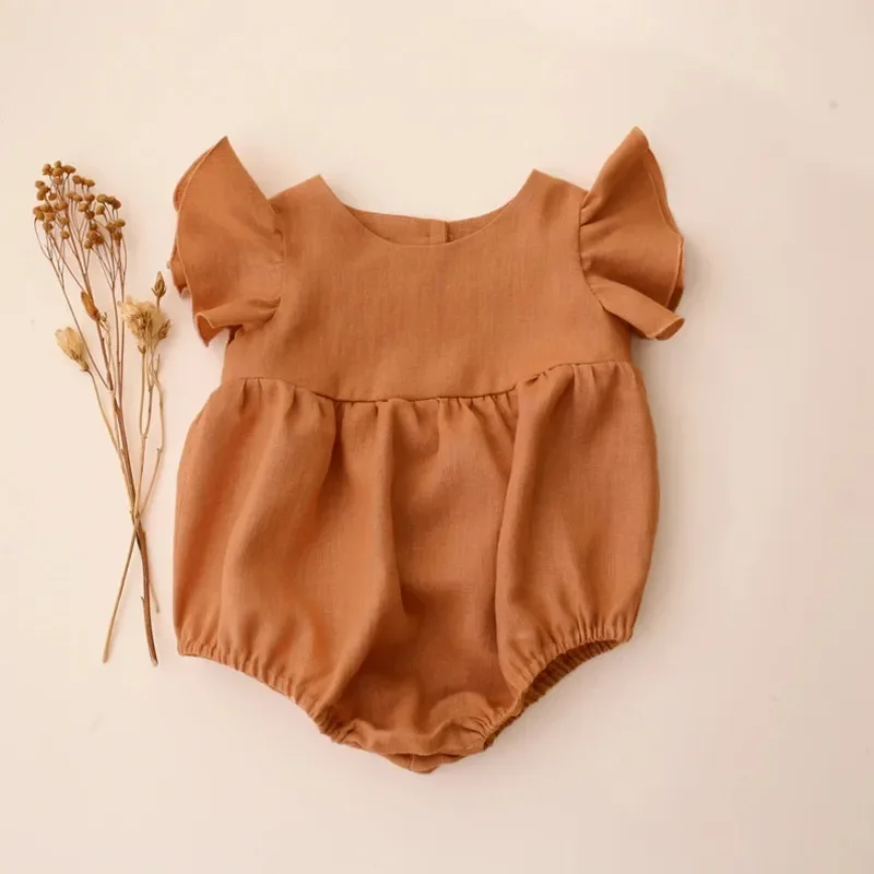 新生児用コットンとリネンのジャンプスーツ,0〜24m,夏のロ - Baby Summer Linen Sleeveless Jumpsuit のレビューと価格