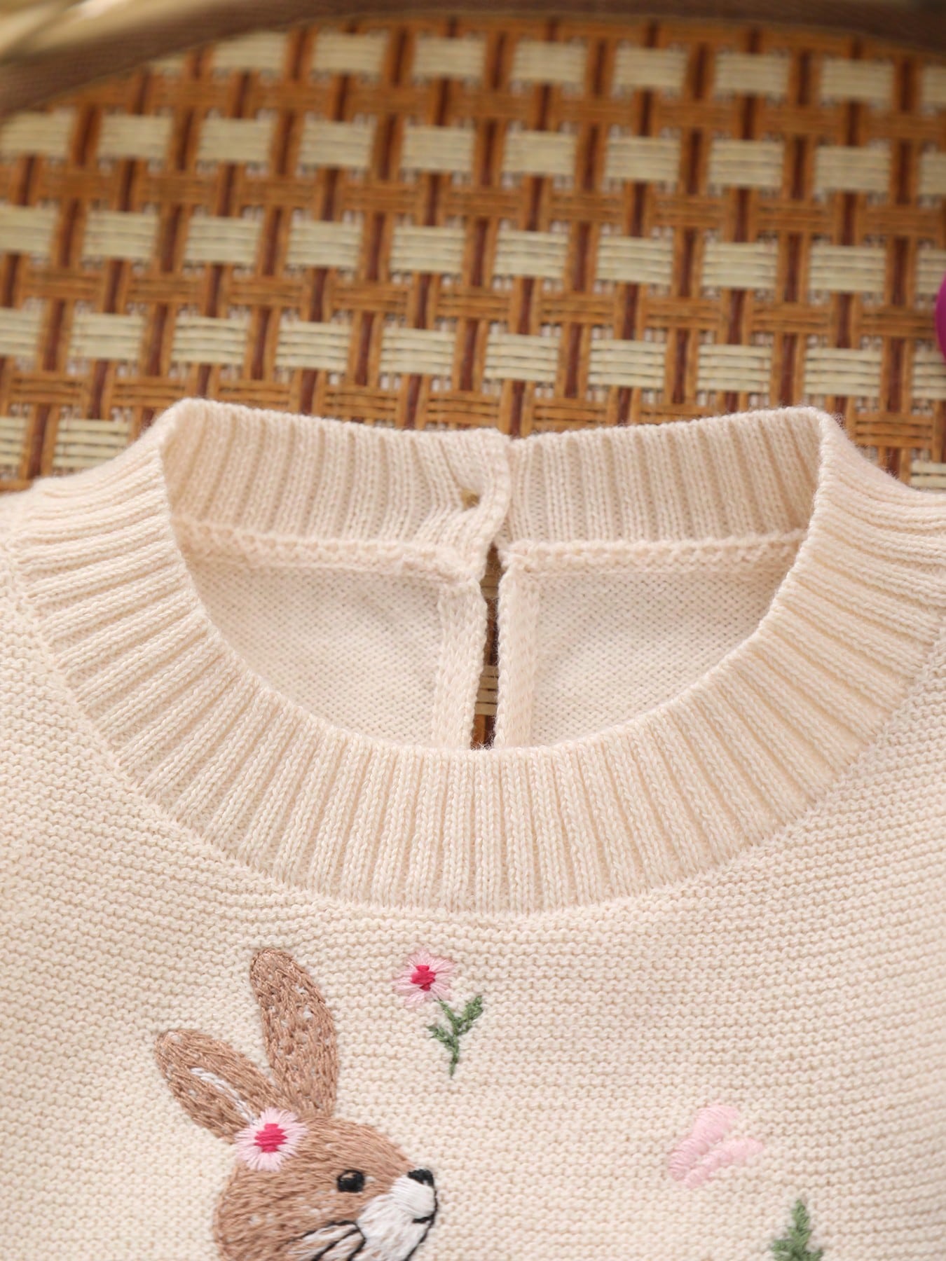 新生児向けの、ウサギと花の刺繍が施された、長袖のニット素材の - Newborn Baby Girl Romper Floral のレビューと価格