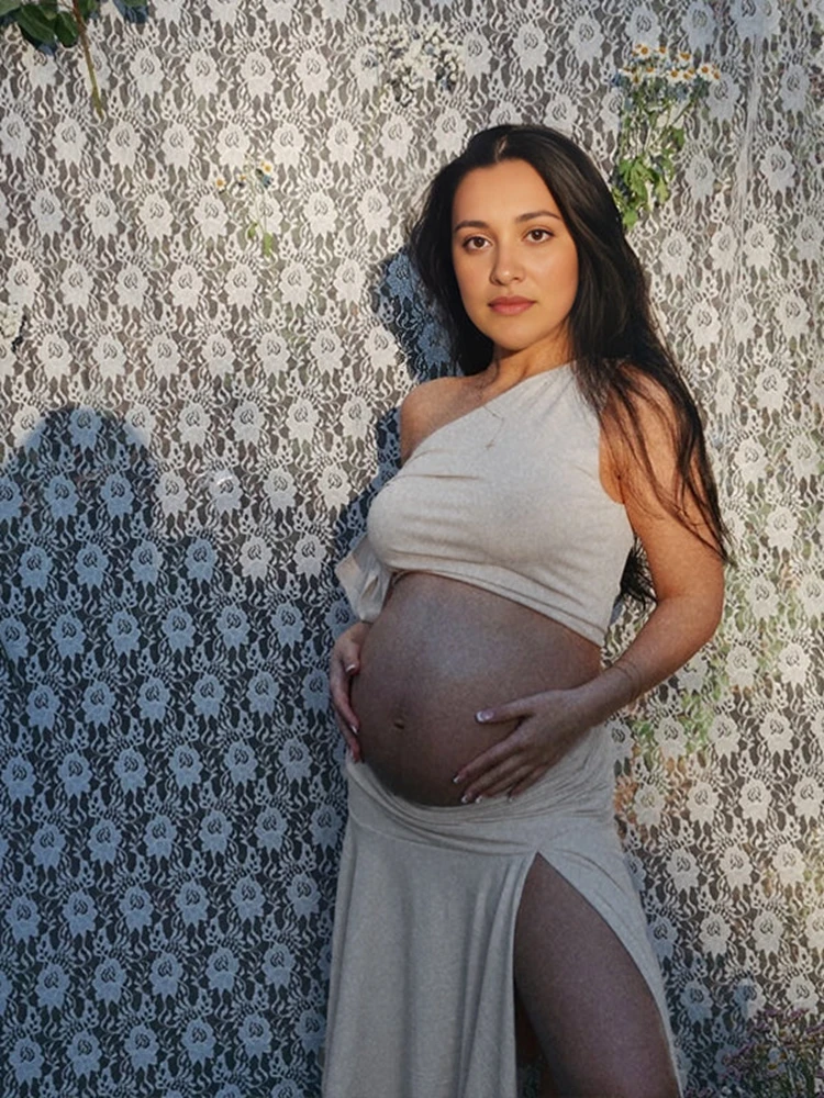オフショルダーマタニティドレス写真撮影用ツーピースセット妊娠 - Maternity Wear のレビューと価格